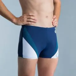 Bañador Hombre Arena Bóxer Natación Azul Marino Blanco Turquesa - Colección Triatlón