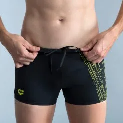 Bañador Hombre Natación Arena Bóxer Negro Amarillo - Colección Triatlón -Quechuagatta comercio baador hombre natacion arena boxer negro amarillo 2