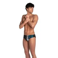 Bañador Slip Arena Hombre Negro Azul - Colección Triatlón