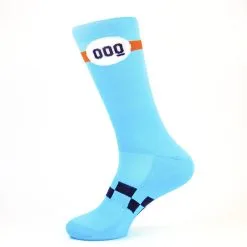 Calcetines Unisex Con Rejilla Altos Verano Mooquer GT Corsa Azul Bordados - Ropa Deportiva para Trail Running