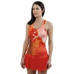 Camiseta De Padel Sin Mangas Drop Shot Maira Mujer 2023 Naranja Estampado - Ropa Deportiva Mujer
