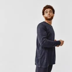 Kalenji Camiseta Running Dry+ Hombre Negro Manga Larga Transpirable - Ropa para Caminar