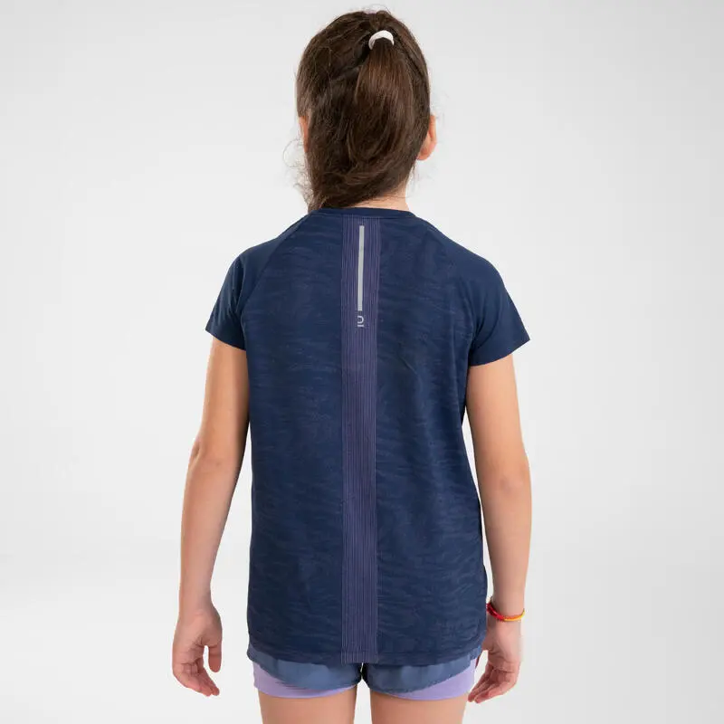 Camiseta Running Sin Costuras Niña - KIPRUN CARE Azul Marino | Ropa Deportiva para Caminar 2 Camiseta Running Sin Costuras Niña - KIPRUN CARE Azul Marino | Ropa Deportiva para Caminar - Imagen 2