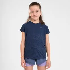 Camiseta Running Sin Costuras Niña - KIPRUN CARE Azul Marino | Ropa Deportiva para Caminar