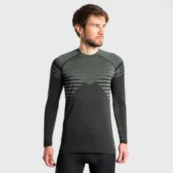 Camiseta sin Costuras EVADICT Trail Running Hombre - Confort y Ligereza en Negro Caqui