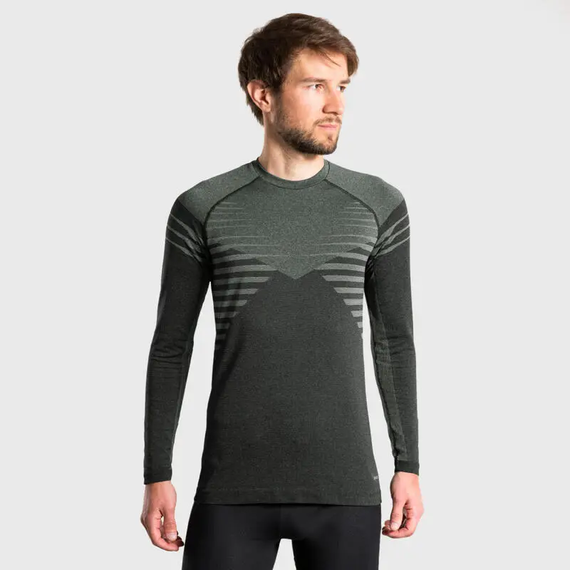 Camiseta sin Costuras EVADICT Trail Running Hombre - Confort y Ligereza en Negro Caqui 1 Camiseta sin Costuras EVADICT Trail Running Hombre - Confort y Ligereza en Negro Caqui