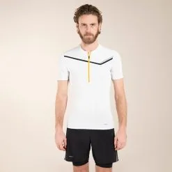 Quechuagatta comercio -Quechuagatta comercio camiseta trail running hombre blanco manga corta cremallera 1