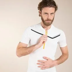 EVADICT Camiseta Trail Running Hombre Blanco Manga Corta Cremallera - Ropa de Alto Rendimiento -Quechuagatta comercio camiseta trail running hombre blanco manga corta cremallera 2