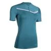 Camiseta de Trail Running para Mujer EVADICT Azul Manga Corta con Cremallera