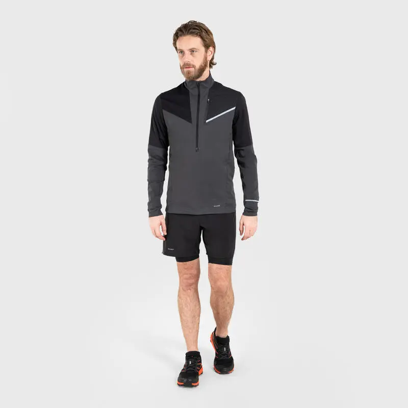 EVADICT Camiseta Trail Running Softshell Manga Larga Hombre Negro Gris - Ropa de Running Técnica 1 EVADICT Camiseta Trail Running Softshell Manga Larga Hombre Negro Gris - Ropa de Running Técnica