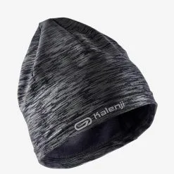 Kalenji Gorro Running Run Warm + Negro Jaspeado Cálido - Gorro Térmico para Carreras de Trail Running
