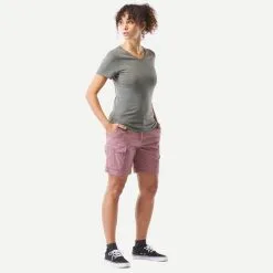 Pantalón Corto De Montaña Y Trekking Algodón Mujer Forclaz Travel 100 - Ropa Deportiva Outdoor -Quechuagatta comercio pantalon corto de montaa y trekking algodon mujer forclaz travel 100 2