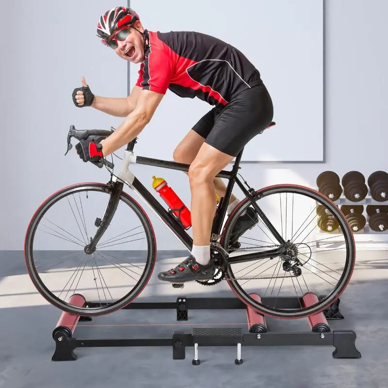 Rodillo De Ciclismo HOMCOM Negro Y Rojo 145x54x14,5 Cm - Entrenamiento Eficiente 2 Rodillo De Ciclismo HOMCOM Negro Y Rojo 145x54x14,5 Cm - Entrenamiento Eficiente - Imagen 2