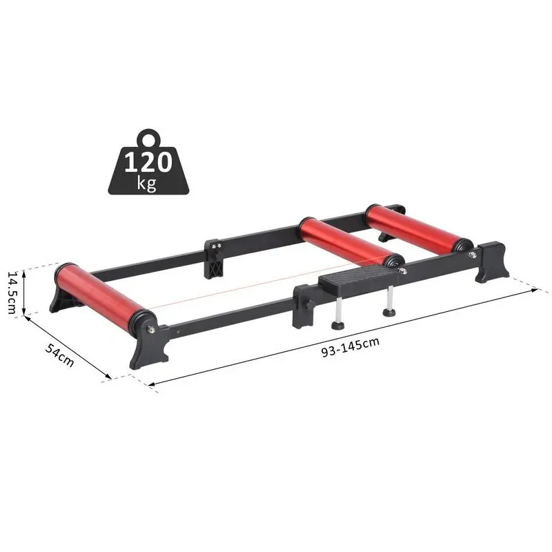 Rodillo De Ciclismo HOMCOM Negro Y Rojo 145x54x14,5 Cm - Entrenamiento Eficiente 3 Rodillo De Ciclismo HOMCOM Negro Y Rojo 145x54x14,5 Cm - Entrenamiento Eficiente - Imagen 3